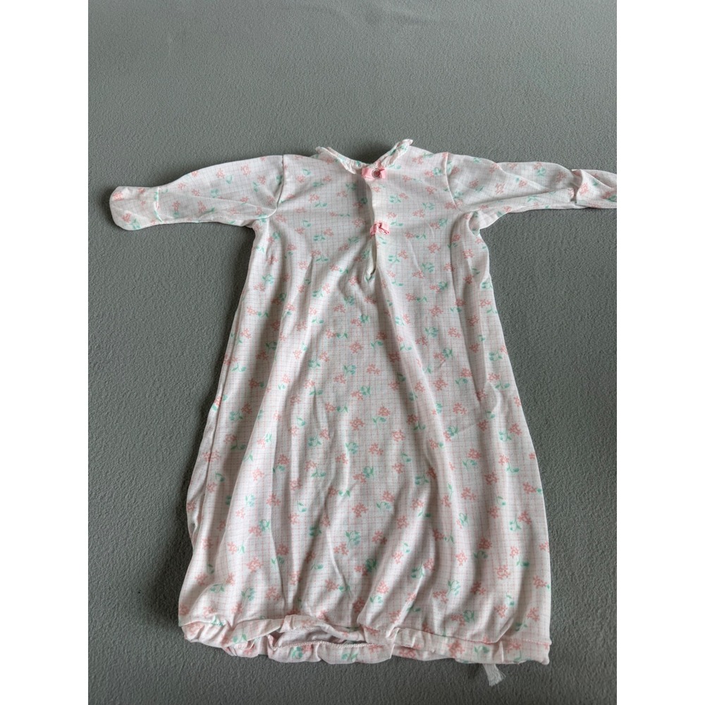Vintage Carters Baby Sleep Sack Gown Floral Plaid Pink White Layette Made in USA